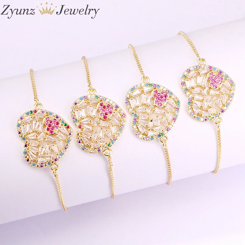 10PCS, Colorful CZ Adjustable Chain Multi Micro Cubic Zirconia Charm Bracelets Gold Color Heart Shape Bracelet For Women Jewelry
10PCS, Colorful CZ Adjustable Chain Multi Micro Cubic Zirconia Charm Bracelets Gold Color Heart Shape Bracelet For Women Jewelry