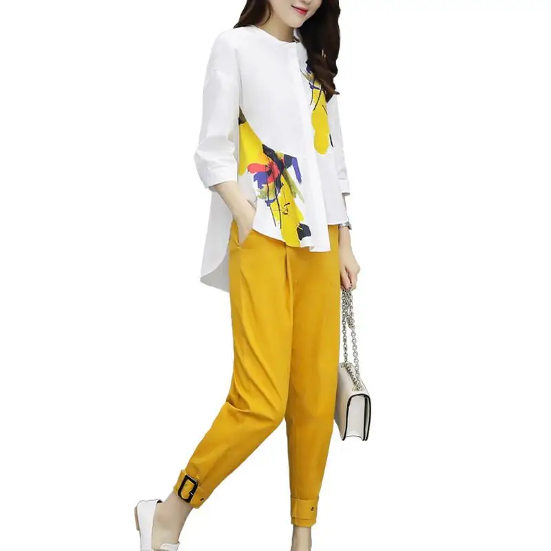 Women Single Breasted Blouse 2 Pieces Set Female Printing Irregular Tops With Long Trousers Sets Elegant Set 2019 Summer J117
Women Single Breasted Blouse 2 Pieces Set Female Printing Irregular Tops With Long Trousers Sets Elegant Set 2019 Summer J117