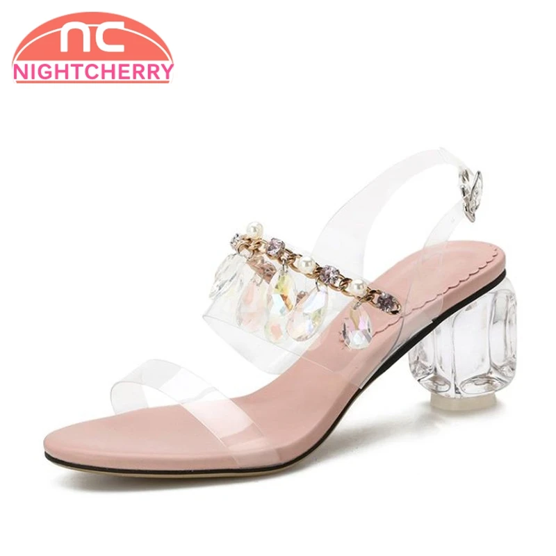 NIGHTCHERRY Fashion Women Real Genuine Leather High Heel Sandals Flower Beading Thick Heel Sandals Summer Women Shoes Size 34-39
NIGHTCHERRY Fashion Women Real Genuine Leather High Heel Sandals Flower Beading Thick Heel Sandals Summer Women Shoes Size 34-39