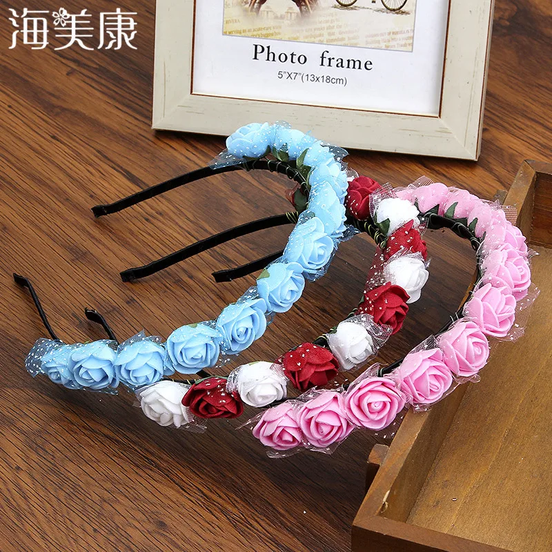 Haimeikang Bezel for Girls Hair Accessories Flower Headband Wreath Headdress Romantic Hairband Red Color Bridal Headwear
Haimeikang Bezel for Girls Hair Accessories Flower Headband Wreath Headdress Romantic Hairband Red Color Bridal Headwear