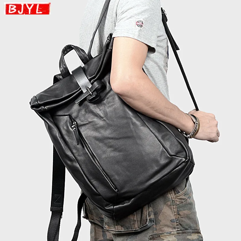 BJYL First layer cowhide men's backpack retro black soft leather shoulder bag computer large capacity business travel backpacks
BJYL First layer cowhide men's backpack retro black soft leather shoulder bag computer large capacity business travel backpacks
