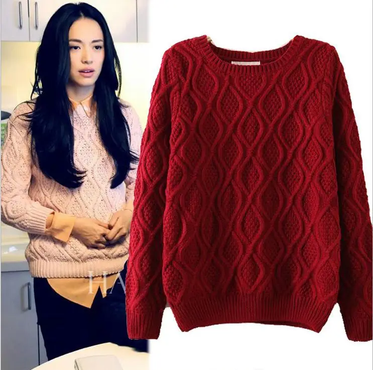 HCBLESS 2017 winter new European and American women twist o-Neck sweater long-sleeved Hedging Loose Pullover Casual Sweater | Женская