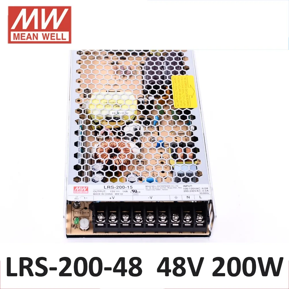 MEAN WELL LRS-200-48 UL power supply 200W 48V AC to DC single output 4.4A 48V 200W Switching Power Supply Driver for LED Strip
MEAN WELL LRS-200-48 UL power supply 200W 48V AC to DC single output 4.4A 48V 200W Switching Power Supply Driver for LED Strip