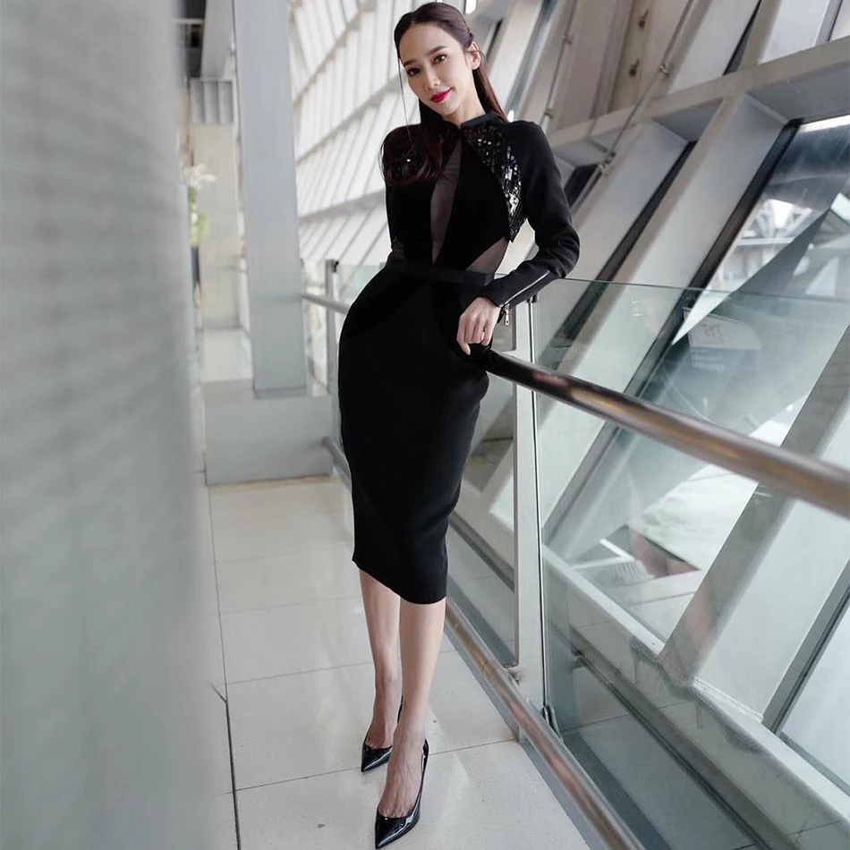 Seamyla New 2019 Black Bandage Dress Women Long Sleeve Sequined Dresses Sexy Bodycon Celebrity Clubwear Evening Party Dress
Seamyla New 2019 Black Bandage Dress Women Long Sleeve Sequined Dresses Sexy Bodycon Celebrity Clubwear Evening Party Dress