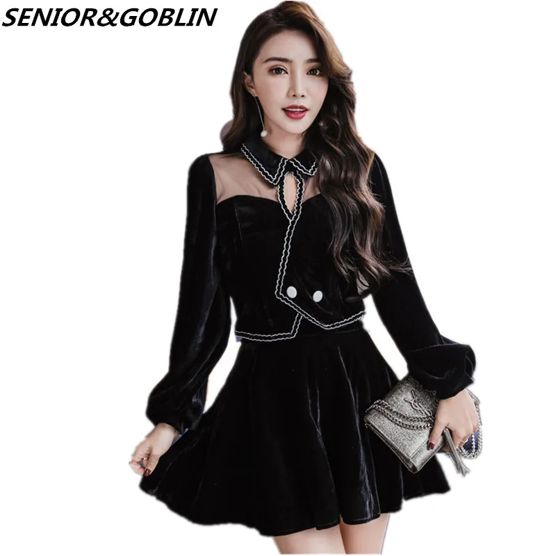 2019 New Autumn Runway Velvet 2 Piece Set Designer Spring Women Mesh Black Long Sleeve Jacket Top+ Mini Velvet Skirt Suits
2019 New Autumn Runway Velvet 2 Piece Set Designer Spring Women Mesh Black Long Sleeve Jacket Top+ Mini Velvet Skirt Suits