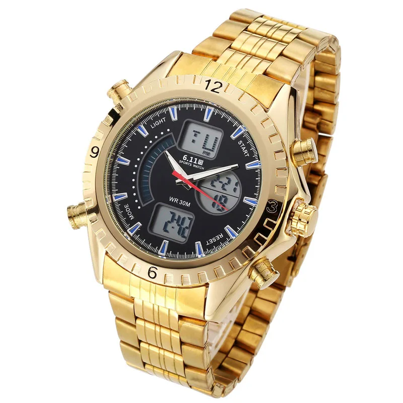 2018 New 6.11 Stainless Steel Strap LED Gold Multifunction Digital Watch Backlight 30M Waterproof Military Men Sport Wrist Watch
2018 New 6.11 Stainless Steel Strap LED Gold Multifunction Digital Watch Backlight 30M Waterproof Military Men Sport Wrist Watch