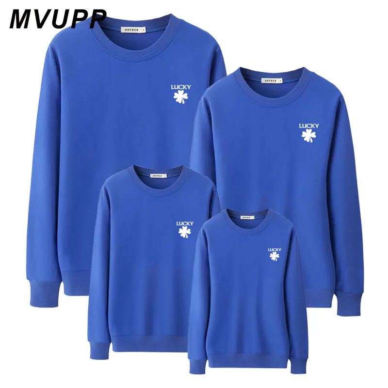 MVUPP Lucky Printed autumn clothes father mother daughter son family matching outfits daddy mommy and me kid Hoodies Sweatshirt