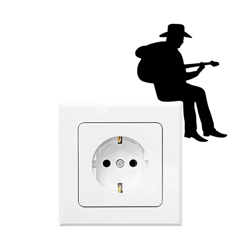 

Cowboy Playing Guitar Silhouette Light Switch Sticker Cartoon Vinyl Music Wall Stickers Home Decor