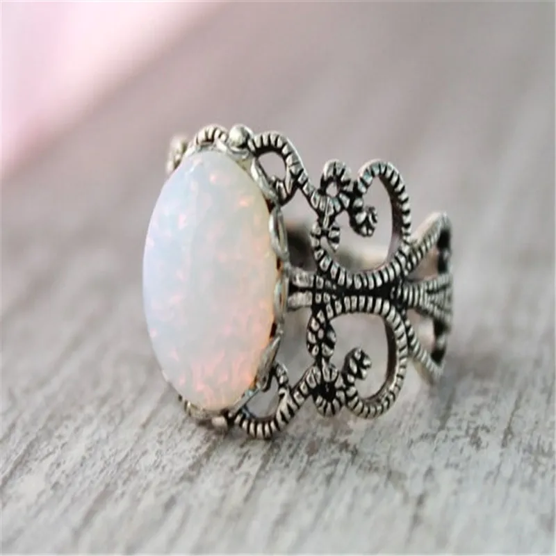 Vintage White Opal Ring Round Filigree Opal Ring Silver Color Rings For Women Anniversary Jewelry Anillos Mujer O4X719
Vintage White Opal Ring Round Filigree Opal Ring Silver Color Rings For Women Anniversary Jewelry Anillos Mujer O4X719