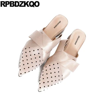 Spring Shoes Bowtie Closed Toe Polka Dot Slides Bow Mules Chunky Designer Sandals Women Luxury 2017 Nude Low Heel Pointed Mesh
Spring Shoes Bowtie Closed Toe Polka Dot Slides Bow Mules Chunky Designer Sandals Women Luxury 2017 Nude Low Heel Pointed Mesh