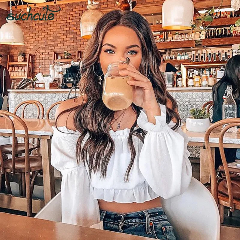 SUCHCUTE Female T-Shirt Off Shoulder Top Women's Shirt Summer 2019 Modis Harajuku Kawaii Korean Style Tops Holiday Party Clothes
SUCHCUTE Female T-Shirt Off Shoulder Top Women's Shirt Summer 2019 Modis Harajuku Kawaii Korean Style Tops Holiday Party Clothes