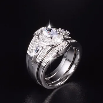Viatage Simulated Diamond Zircon ring set 3-in-1 Luxury 10KT white gold Plated CZ Cocktail Wedding Band rings Finger for Women
Viatage Simulated Diamond Zircon ring set 3-in-1 Luxury 10KT white gold Plated CZ Cocktail Wedding Band rings Finger for Women