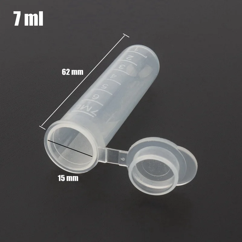 100pcs 15*62mm 7ml Plastic Transparent Centrifuge Tube Home Garden Plants Seedling Storage Container EP Bottles With Lid
100pcs 15*62mm 7ml Plastic Transparent Centrifuge Tube Home Garden Plants Seedling Storage Container EP Bottles With Lid