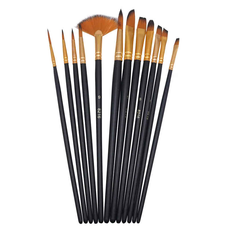 12 pcs Pearl black rod nylon hair Paint Brushes Multi-function Hook line pen Watercolor Oil brush set Painting genius training
12 pcs Pearl black rod nylon hair Paint Brushes Multi-function Hook line pen Watercolor Oil brush set Painting genius training