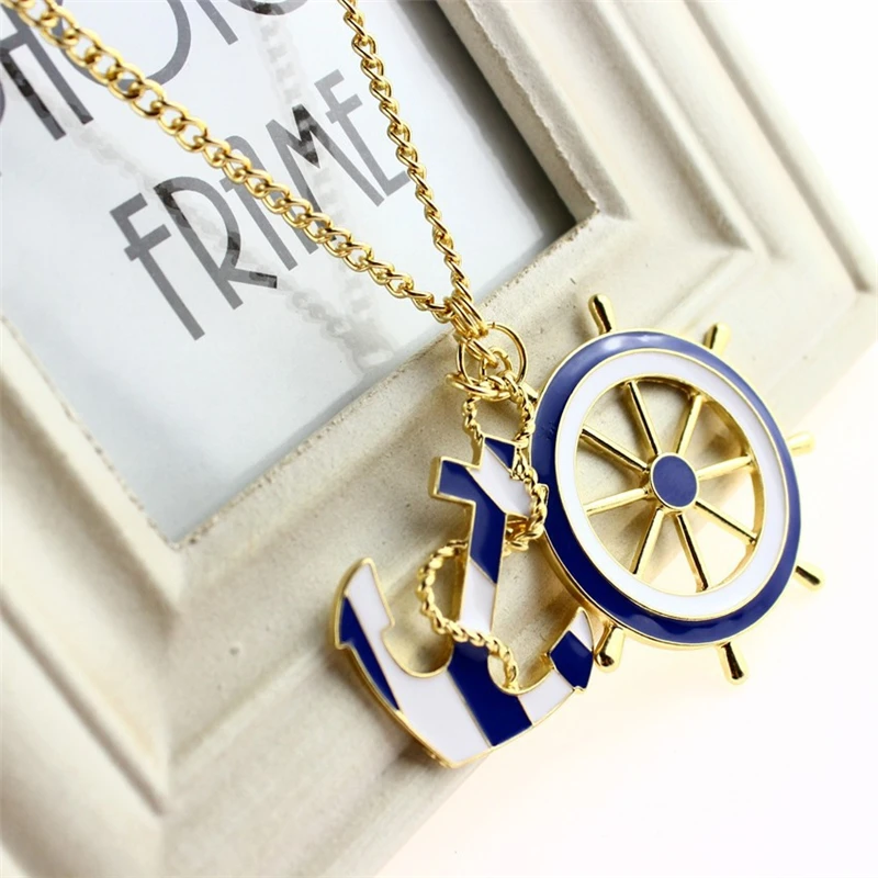 RONGGE 2018 New Collection Blue Anchor & Rudder Pendants & Necklaces Wedding Jewelry 80CM Sweater chain
RONGGE 2018 New Collection Blue Anchor & Rudder Pendants & Necklaces Wedding Jewelry 80CM Sweater chain