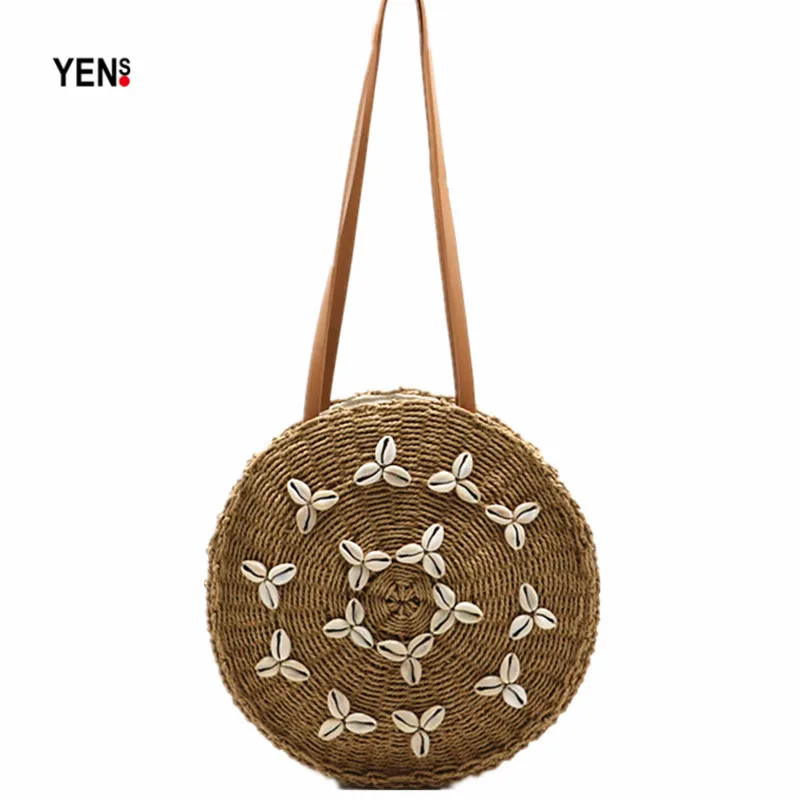 New Rattan Woven Round Handbag Vintage Retro Pearl Shell Straw Bag Circle Woman Natural Knitting Messenger Bag Summer Beach Tote
New Rattan Woven Round Handbag Vintage Retro Pearl Shell Straw Bag Circle Woman Natural Knitting Messenger Bag Summer Beach Tote