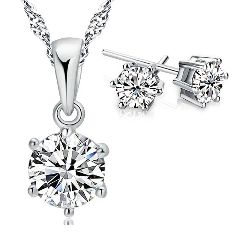 Crystal Stud Earrings Women Jewelry Sets 925 Sterling Silver Cubic Zircon Pendant Necklace Bridal Wedding Set For Female
Crystal Stud Earrings Women Jewelry Sets 925 Sterling Silver Cubic Zircon Pendant Necklace Bridal Wedding Set For Female