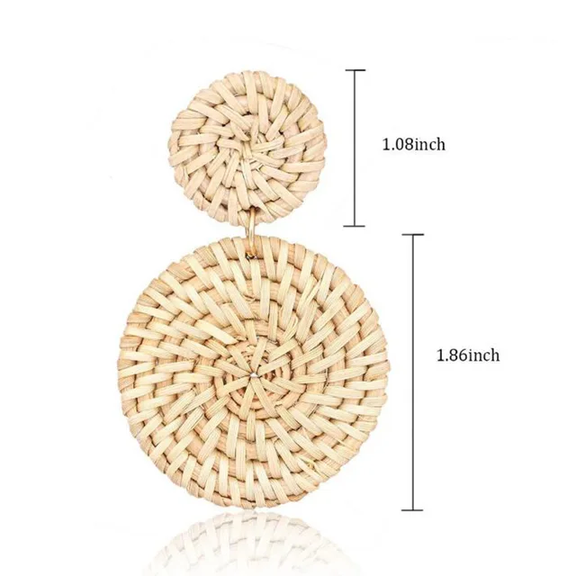 Boucles d'oreilles géométriques, en rotin, pour femme et fille, pendentif coréen, surdimensionné, forme ronde, bijou nouveau style, 2019, accessoire de plage 2
