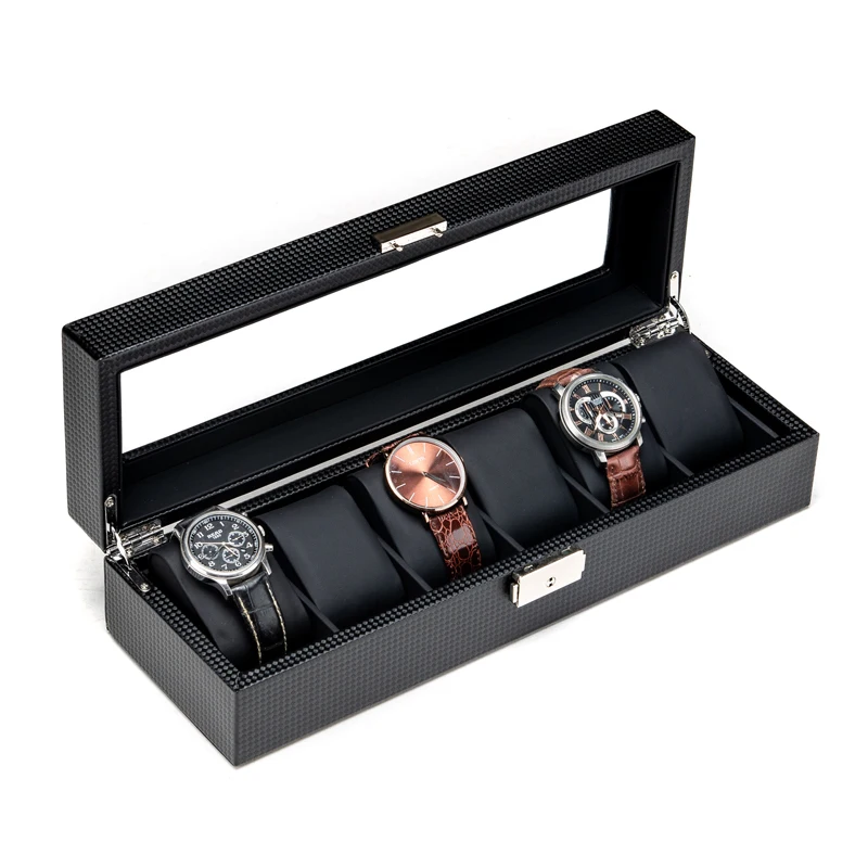 Carbon Fibre Leather Watch Storage Box New Black PU 10 Slots Mechanical Watch Display Box Cases With Lock Jewelry Gift Box B028
Carbon Fibre Leather Watch Storage Box New Black PU 10 Slots Mechanical Watch Display Box Cases With Lock Jewelry Gift Box B028