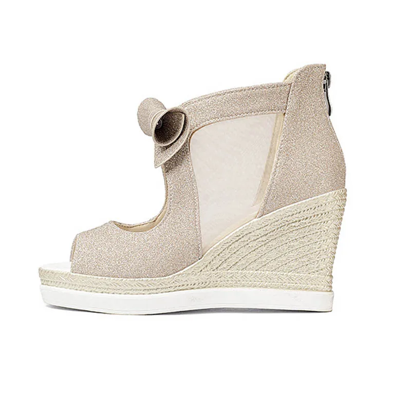 Female 10cm Heels Bling Glitter Wedge Sandals Wholesale Sexy High-heeled Shoes All-match Causal Platform Mejur Shoes Plus Size (10)