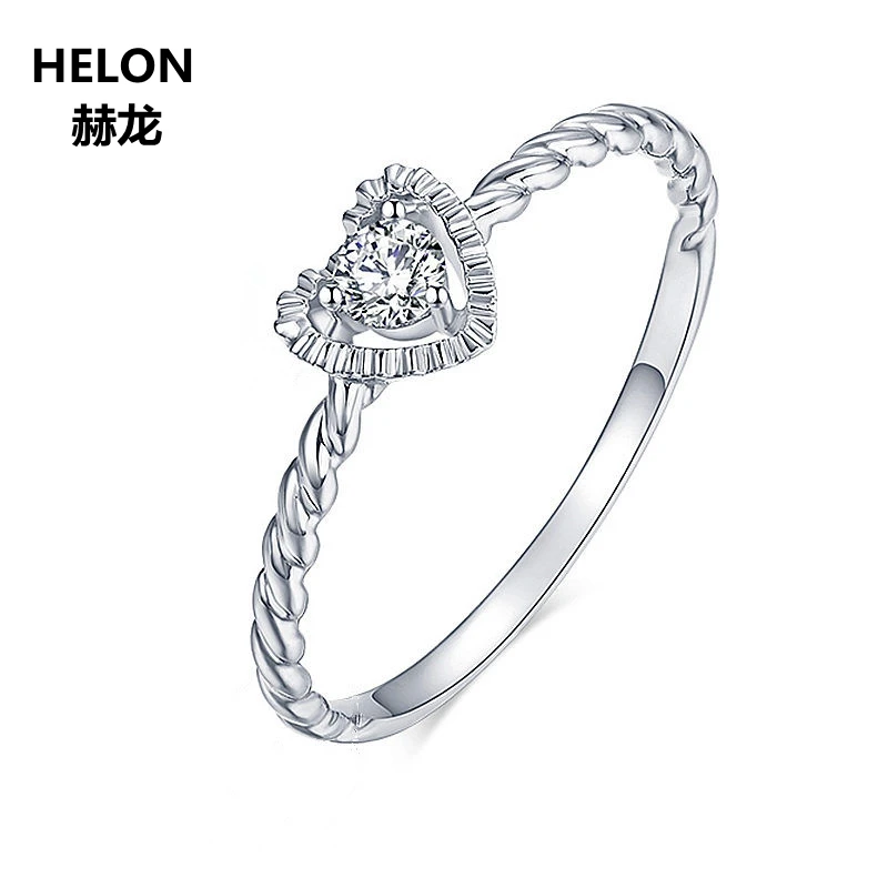 

100% SI/H Full Cut Natural Diamonds Engagement Ring for Women Solid 14k White Gold Anniversary Wedding Ring Heart Halo
