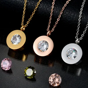 Top Brand Crystal Necklace Stainless Steel Interchangeable CZ Stone Necklace for women
Top Brand Crystal Necklace Stainless Steel Interchangeable CZ Stone Necklace for women