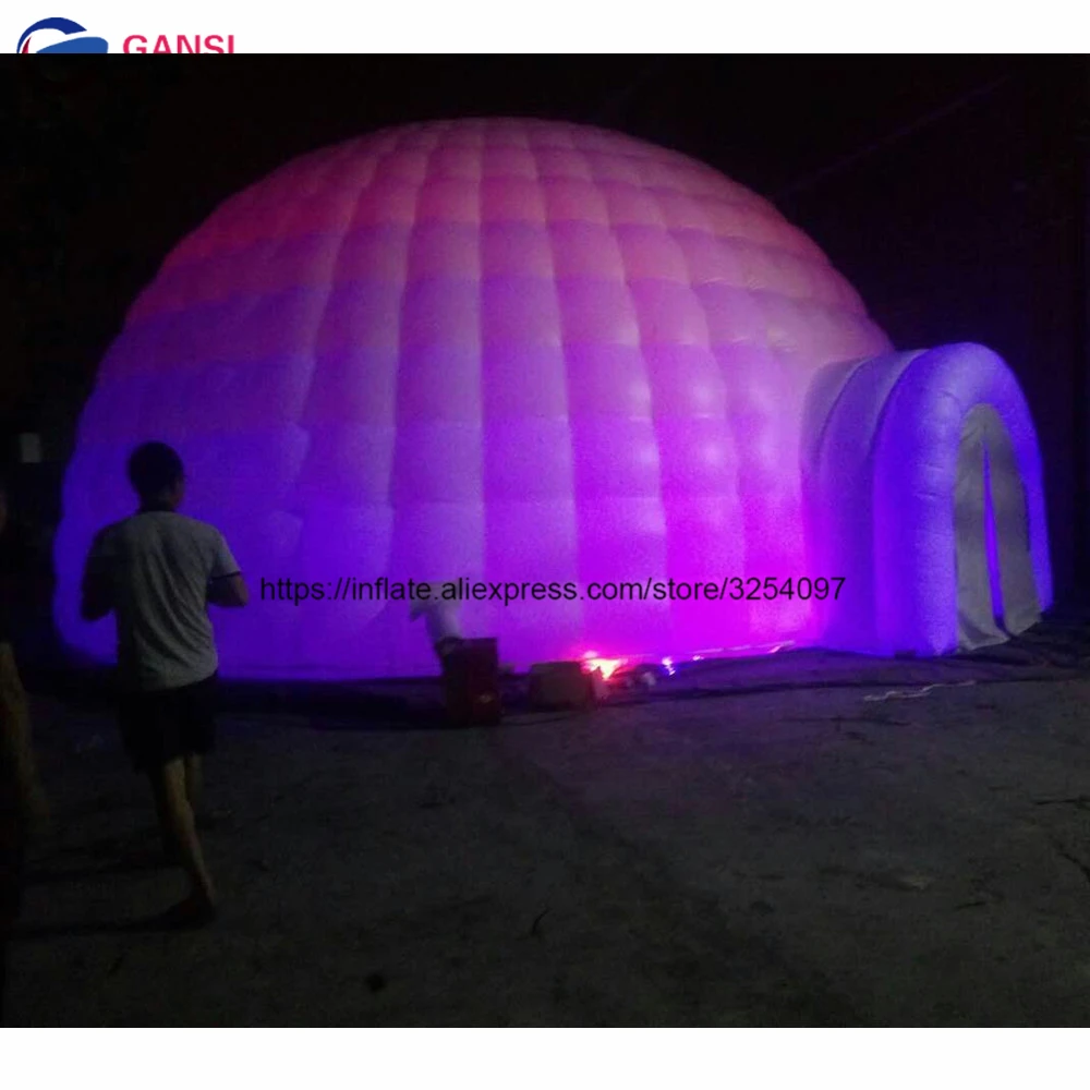 

Outdoor Colorful Led Inflatable Igloo Tent 5M Giant Inflatable Dome Tent For Party Event