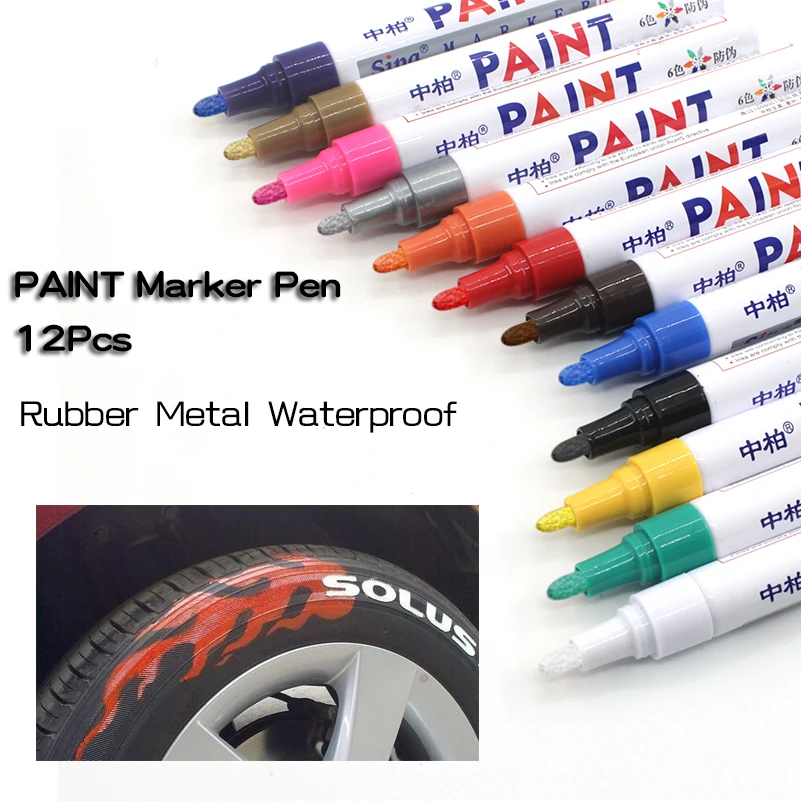12 PCS Marker Paint Pen Permanents Tire Pen DIY Rubber Metal Waterproof Marker Pen Tread Paints for fabrics
12 PCS Marker Paint Pen Permanents Tire Pen DIY Rubber Metal Waterproof Marker Pen Tread Paints for fabrics