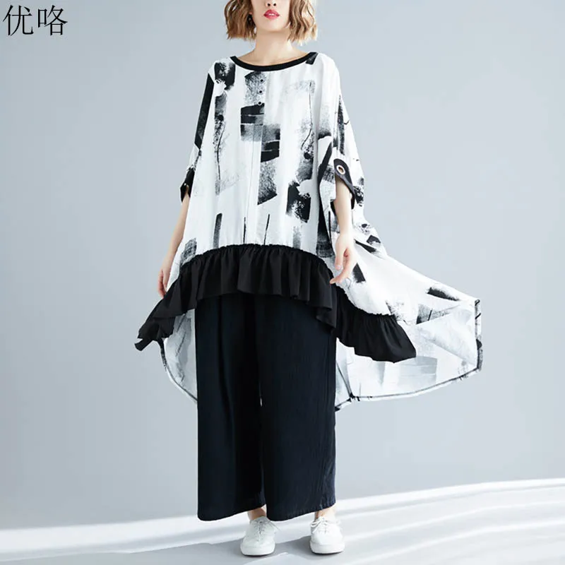 Women Summer Shirt Blouse O-Neck Shirt Dress Plus Size Art Print Long Blouse Femme Elegant Casual Loose Blusas 4XL 5XL 6XL 2019
Women Summer Shirt Blouse O-Neck Shirt Dress Plus Size Art Print Long Blouse Femme Elegant Casual Loose Blusas 4XL 5XL 6XL 2019