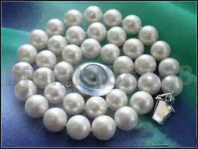 CLASSIC 12-14MM SOUTH SEA WHITE ROUND PEARL NECKLACE 18INCH