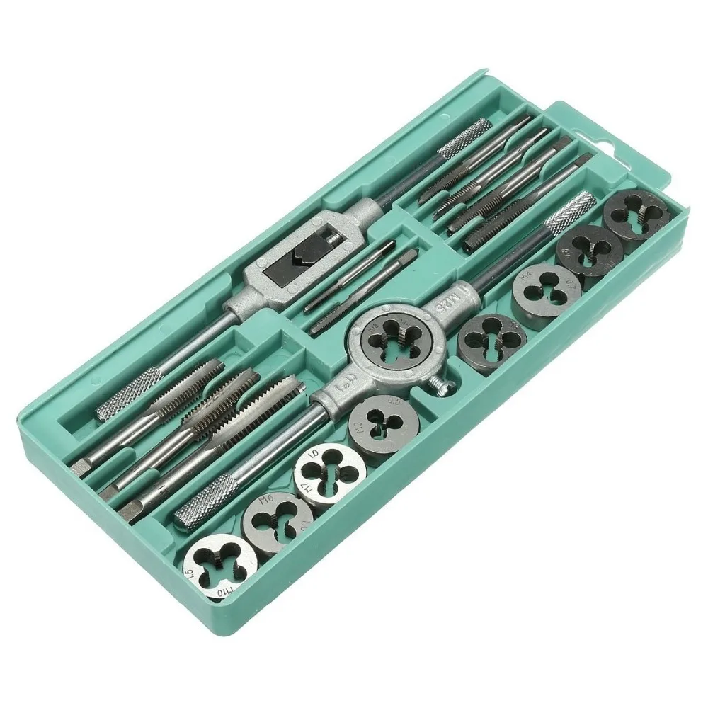 20pcs Alloy Steel Tap & Die Set with Small Tap Twisted Hand Tools and 1/16-1/2 Inch NC Screw Thread Plugs Taps Hand Screw Taps
20pcs Alloy Steel Tap & Die Set with Small Tap Twisted Hand Tools and 1/16-1/2 Inch NC Screw Thread Plugs Taps Hand Screw Taps