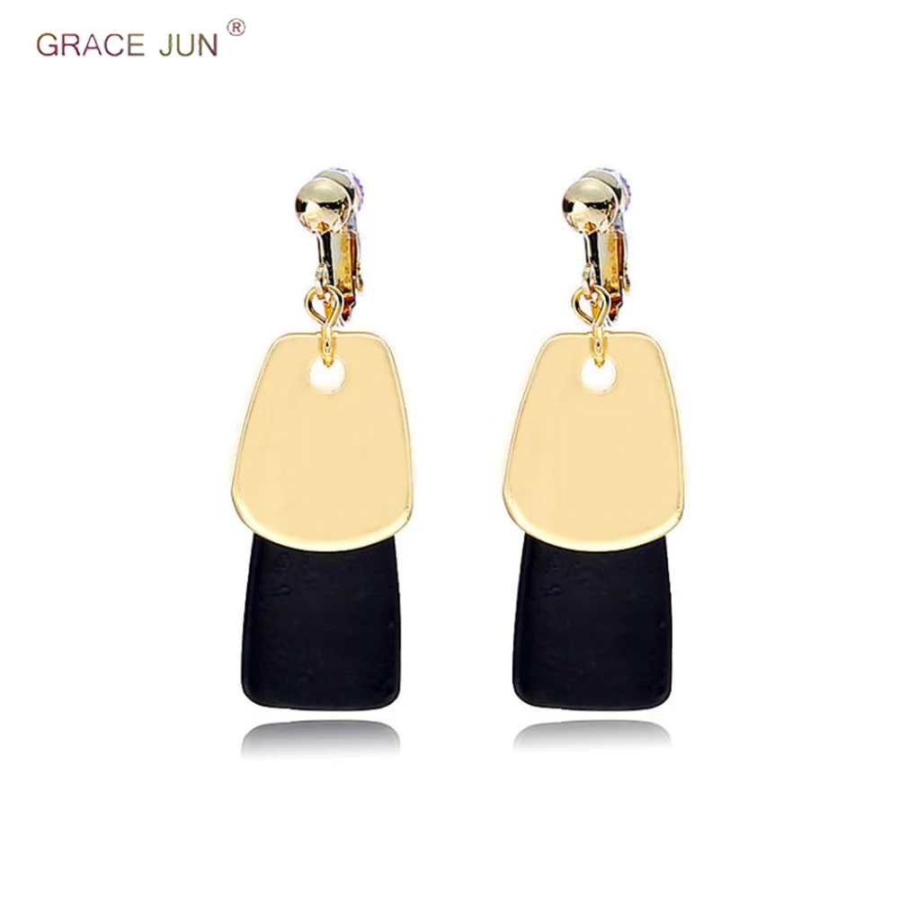 GRACE JUN Vintage Gold Black Color Geometric Clip on Earrings and Pierced Earrings Popular Party Student Earrings New Arrival
GRACE JUN Vintage Gold Black Color Geometric Clip on Earrings and Pierced Earrings Popular Party Student Earrings New Arrival