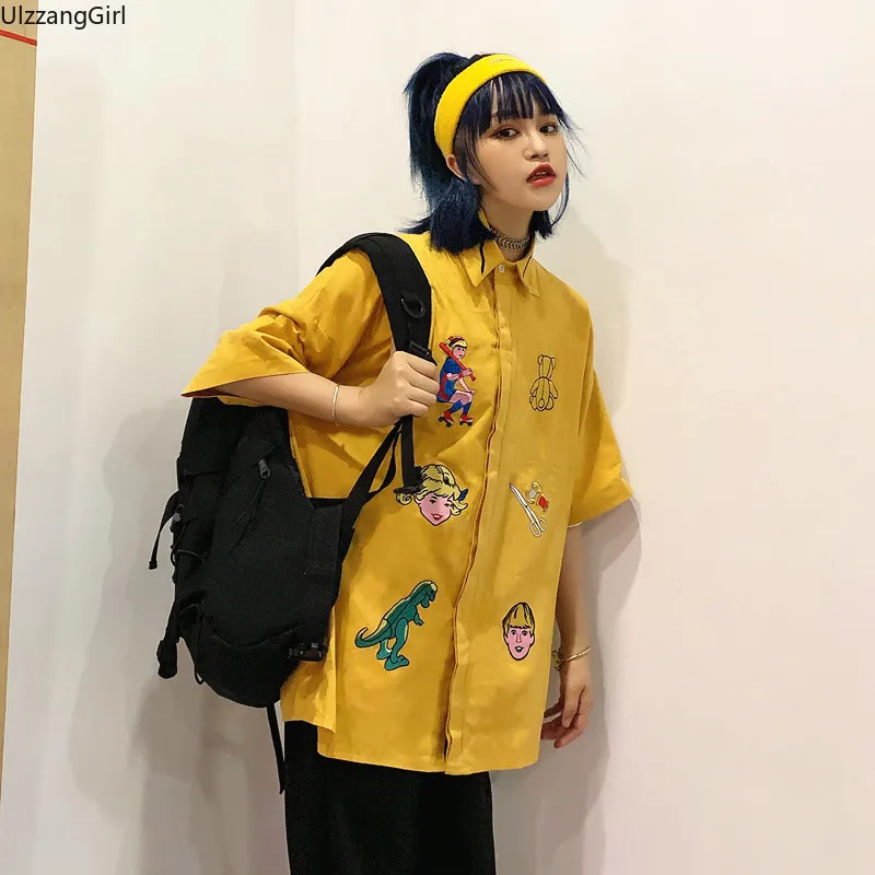 Kawaii Embroidery Cartoon Cute Graphic Loose Short Sleeve Blouse Women Man Top Shirt Harajuku Korean Japanese Little Pretty Girl
Kawaii Embroidery Cartoon Cute Graphic Loose Short Sleeve Blouse Women Man Top Shirt Harajuku Korean Japanese Little Pretty Girl