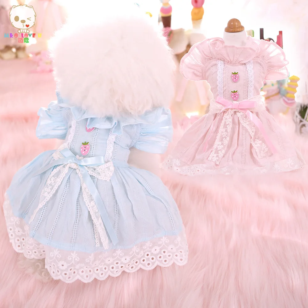 Spring and Summer Newest Style Dog Dresses with Hollow Striped Design Female Dog Pink Blue Skirts Xs-xl Sizes Perros Dress
Spring and Summer Newest Style Dog Dresses with Hollow Striped Design Female Dog Pink Blue Skirts Xs-xl Sizes Perros Dress