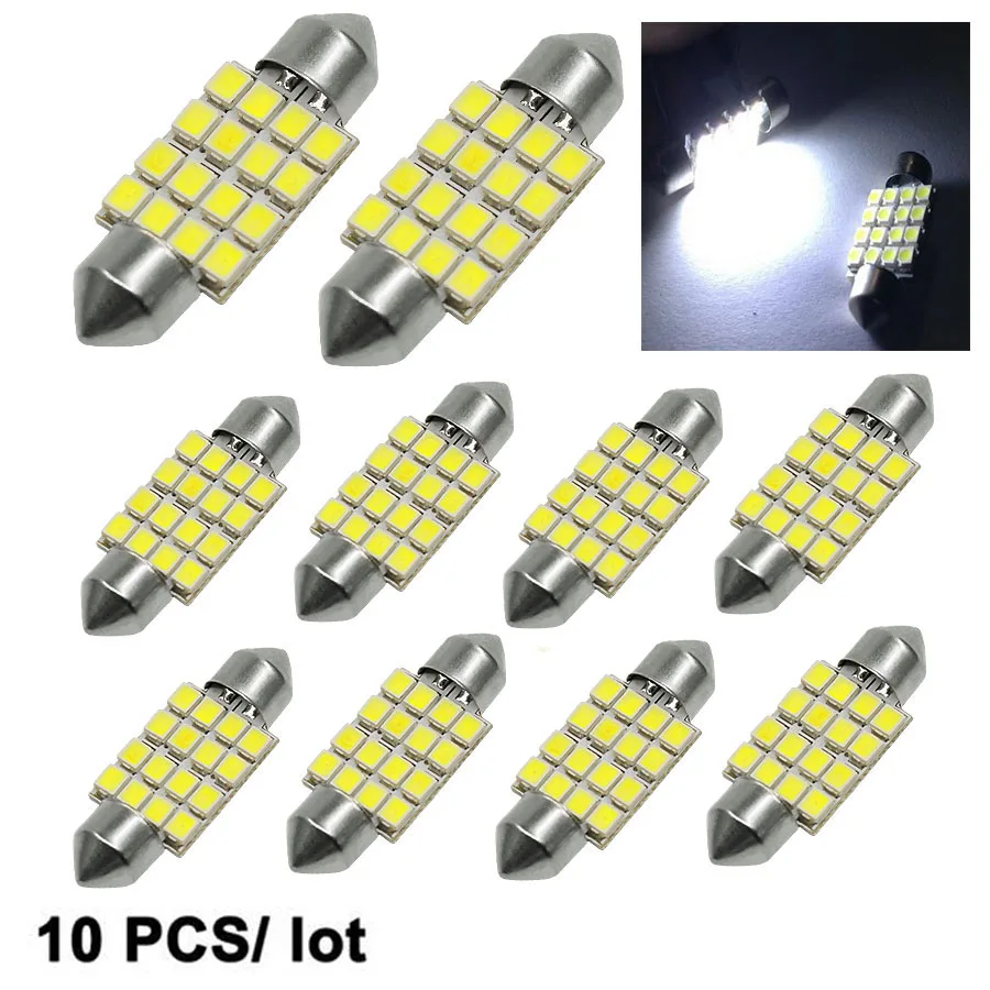 10PCS/Lot 31mm/36mm/39mm/41mm Dome LED 3528 16 SMD Car Light Source Festoon Interior Bulb Light Lamp Cool White
10PCS/Lot 31mm/36mm/39mm/41mm Dome LED 3528 16 SMD Car Light Source Festoon Interior Bulb Light Lamp Cool White