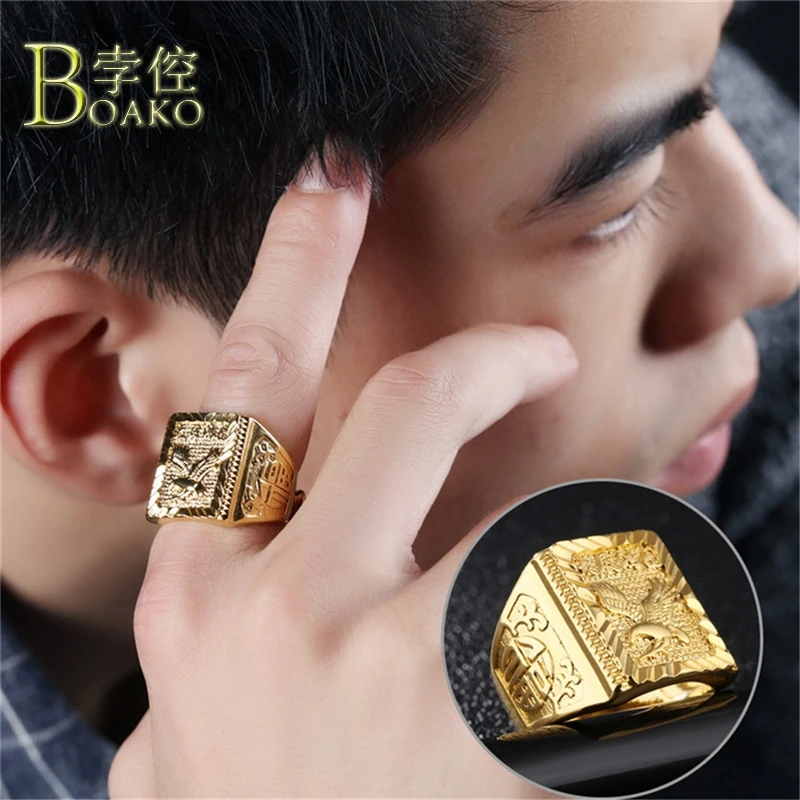 BOAKO Vintage Men Ring Wide Iced out ring Punk Adjustable Ring Gold eagle engraved Ring Luxury Party anillos hombre jewelry B5
BOAKO Vintage Men Ring Wide Iced out ring Punk Adjustable Ring Gold eagle engraved Ring Luxury Party anillos hombre jewelry B5