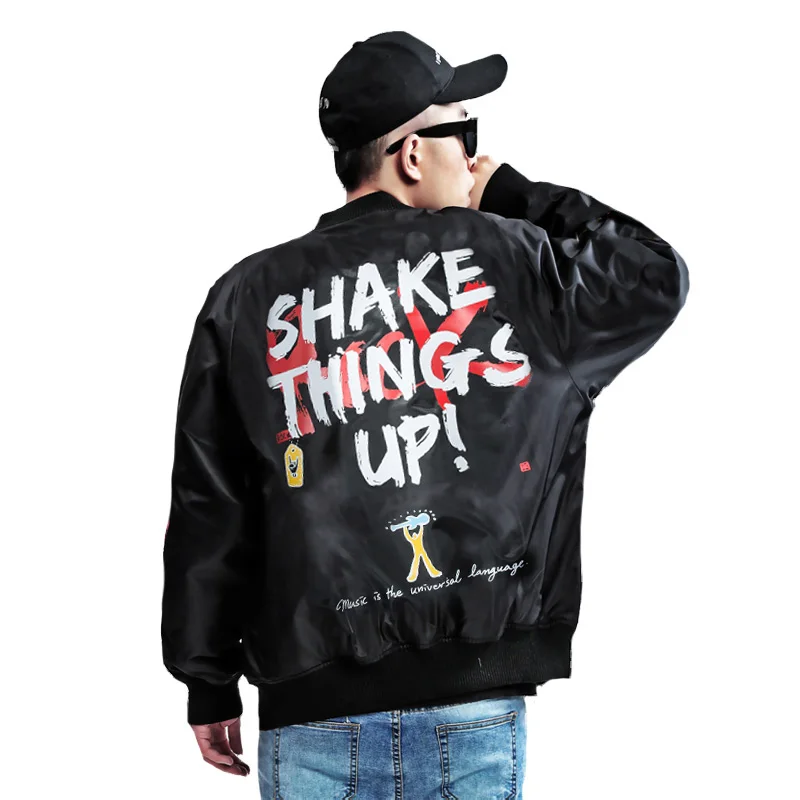 High Street Brand Coats SHAKE THINGS UP Print Graffiti Men Bomber Jacket MA1 pilot jackets Hip Hop male Outerwear
High Street Brand Coats SHAKE THINGS UP Print Graffiti Men Bomber Jacket MA1 pilot jackets Hip Hop male Outerwear
