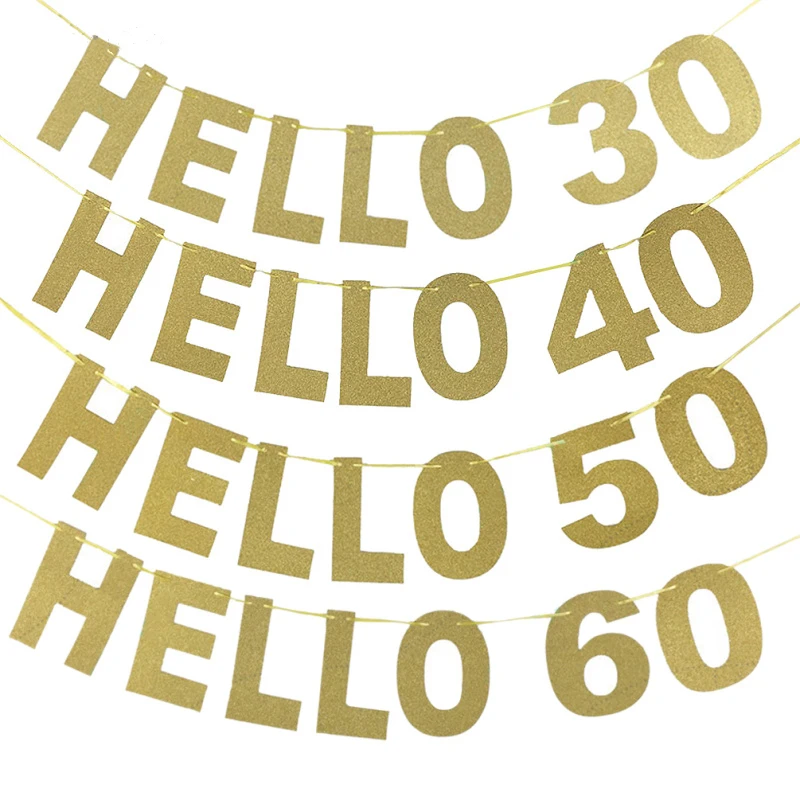 1 set Gold Glitter Hello 30 40 50 60 70 80 Happy Birthday Party Banners Celebration Hen Party Supplies Party Decoration Banner
1 set Gold Glitter Hello 30 40 50 60 70 80 Happy Birthday Party Banners Celebration Hen Party Supplies Party Decoration Banner