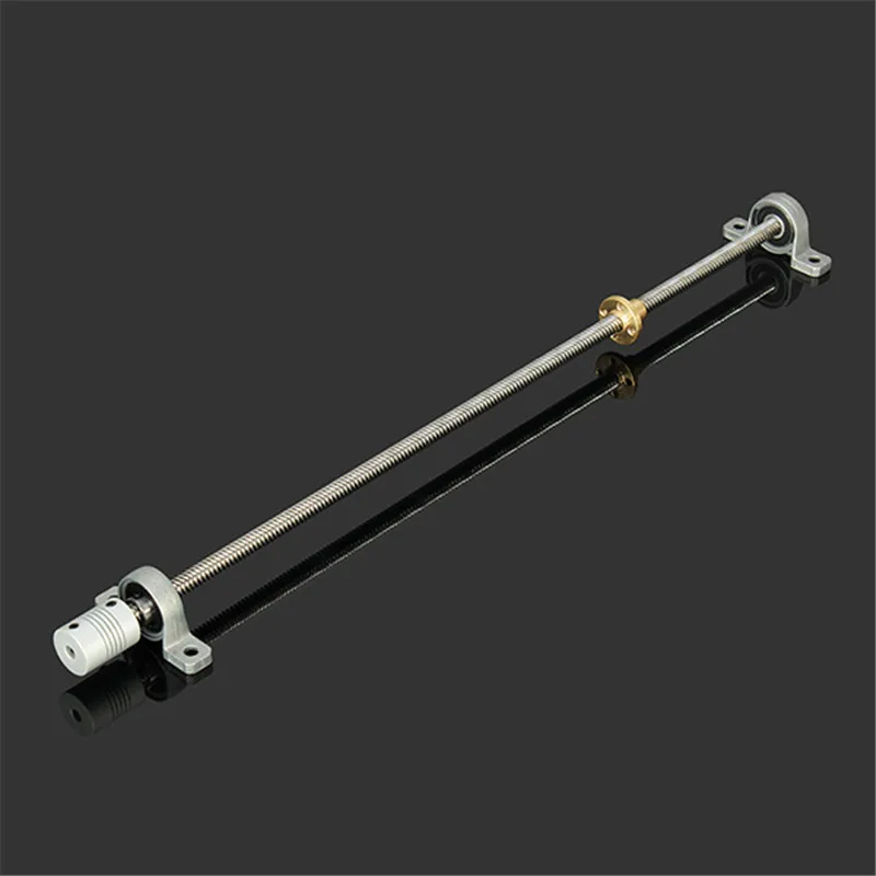 400mmT8 Stainless Steel Lead Screw Set with Mounted Ball Bearing and Shaft Coupling For 3D Printer Z Axiss Stepper Motor
400mmT8 Stainless Steel Lead Screw Set with Mounted Ball Bearing and Shaft Coupling For 3D Printer Z Axiss Stepper Motor