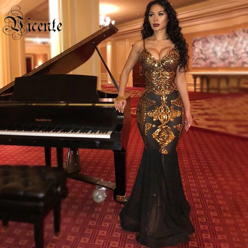 Vicente 2019 Trendy Gold Sequins Design Mesh Splicing Spagehtti Strap Floor-Length Celebrity Evening Party Slip Dress
Vicente 2019 Trendy Gold Sequins Design Mesh Splicing Spagehtti Strap Floor-Length Celebrity Evening Party Slip Dress