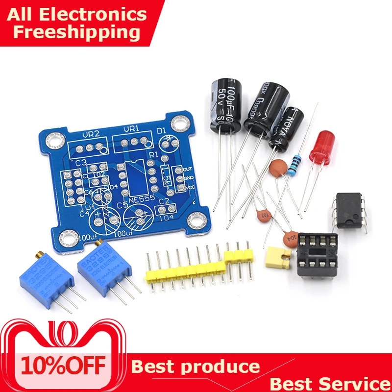 NE555 Pulse Generator Pulse Starter Duty Cycle and Frequency Adjustable Module DIY Kit Oscillator Square Wave Signal Generator
NE555 Pulse Generator Pulse Starter Duty Cycle and Frequency Adjustable Module DIY Kit Oscillator Square Wave Signal Generator