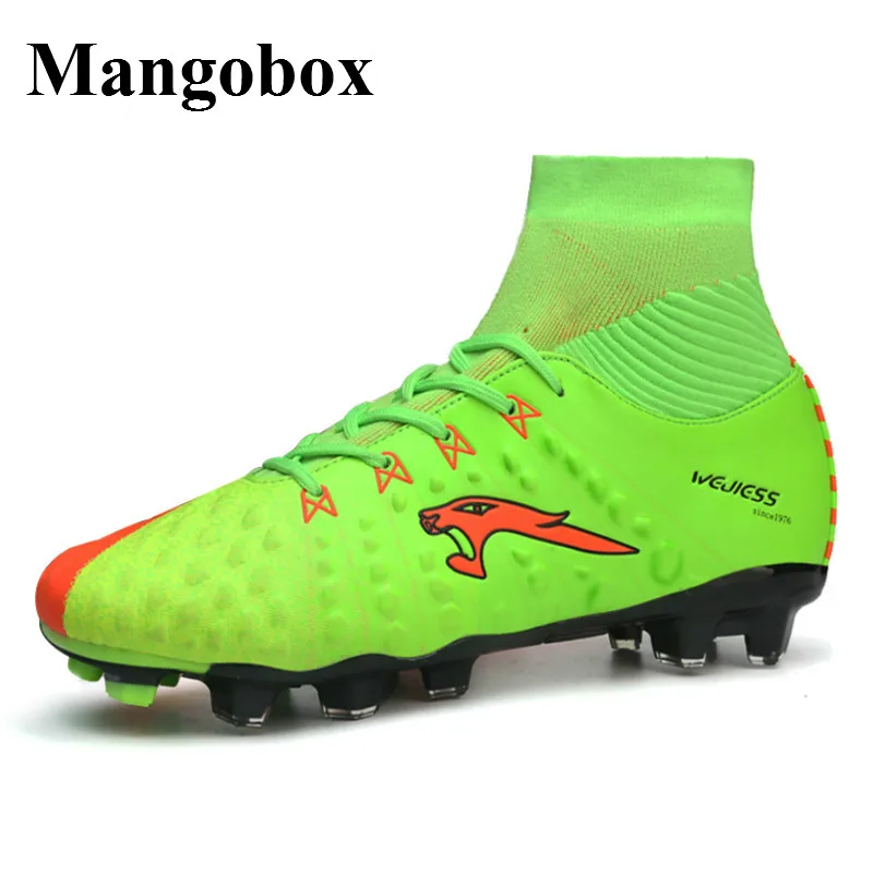 Image Mangobox Men Football Cleats Youth Soccer Boots Size 38 45 Football Spikes Boots Black Blue Outdoor Cleats With Sock Trainers