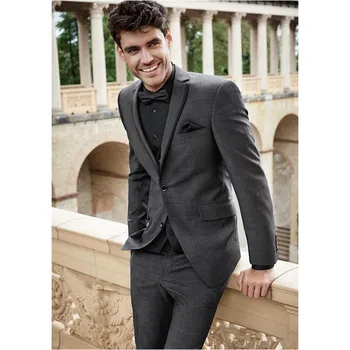 Gray Wedding Men Suits Slim Fit Bridegroom Tuxedos Groomsmen Pants Suit Notched Lapel Formal Business Jacket + Pants 
Gray Wedding Men Suits Slim Fit Bridegroom Tuxedos Groomsmen Pants Suit Notched Lapel Formal Business Jacket + Pants
