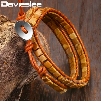 Davieslee Womens Beaded Bracelet Blue Brown Natural Stone Black Leather Wristband Boho Bracelets For Woman Jewelry 21mm LDSBM06
Davieslee Womens Beaded Bracelet Blue Brown Natural Stone Black Leather Wristband Boho Bracelets For Woman Jewelry 21mm LDSBM06