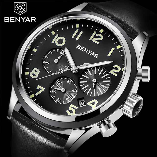 BENYAR Top Brand Luxury Men Business Leather Watch Army Military Chronograph Watch Male Quartz Wrist Watches Erkek Kol Saati
BENYAR Top Brand Luxury Men Business Leather Watch Army Military Chronograph Watch Male Quartz Wrist Watches Erkek Kol Saati