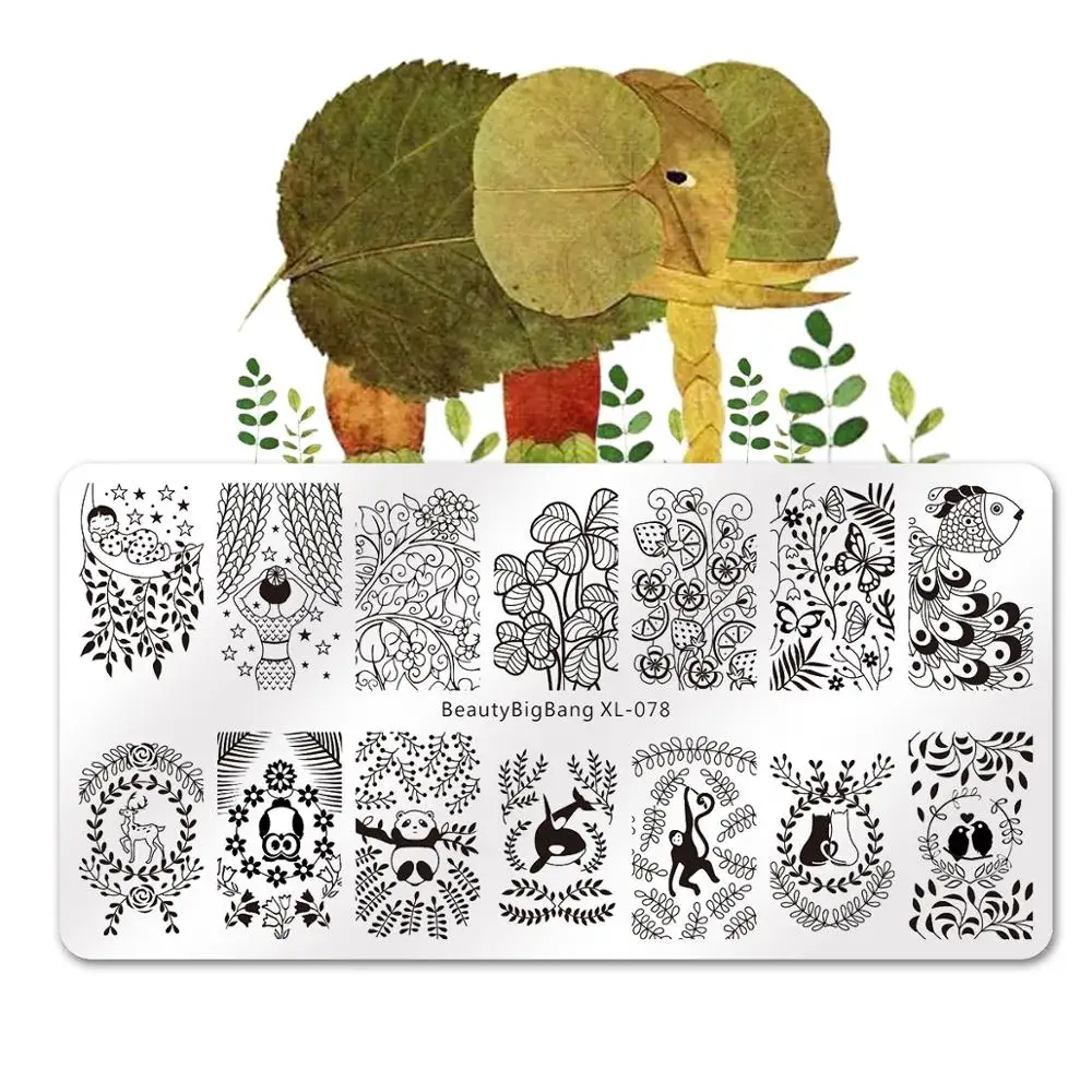 BEAUTYBIGBANG Rectangle Nail Stamping Plates Nail Template Vine Leaf Elephant theme Animal Stamp Nail Art Stamp Image Template
BEAUTYBIGBANG Rectangle Nail Stamping Plates Nail Template Vine Leaf Elephant theme Animal Stamp Nail Art Stamp Image Template