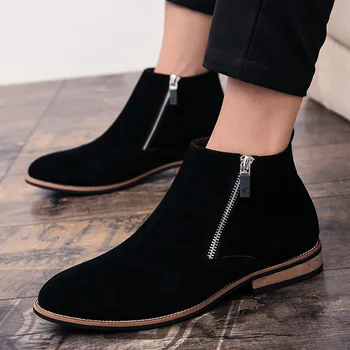 Fashion Leisure Pointed Toe Men Motorcycle Boots Ankle Zipper Platform Lace up Boots Low Winter Outdoor Working Shoes
Fashion Leisure Pointed Toe Men Motorcycle Boots Ankle Zipper Platform Lace up Boots Low Winter Outdoor Working Shoes