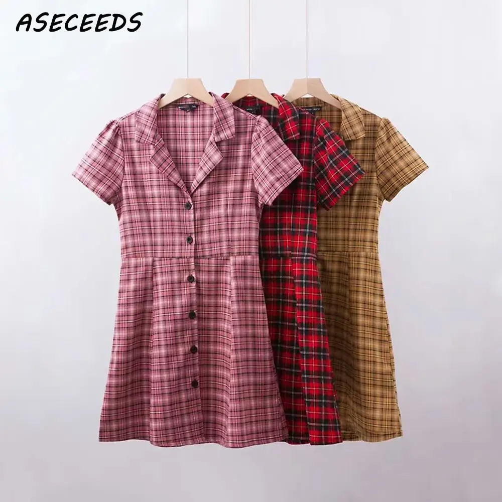 2019 Boho vintage plaid cotton dress women Korean style button office dress female casual short sleeve sexy mini dress vestidos
2019 Boho vintage plaid cotton dress women Korean style button office dress female casual short sleeve sexy mini dress vestidos