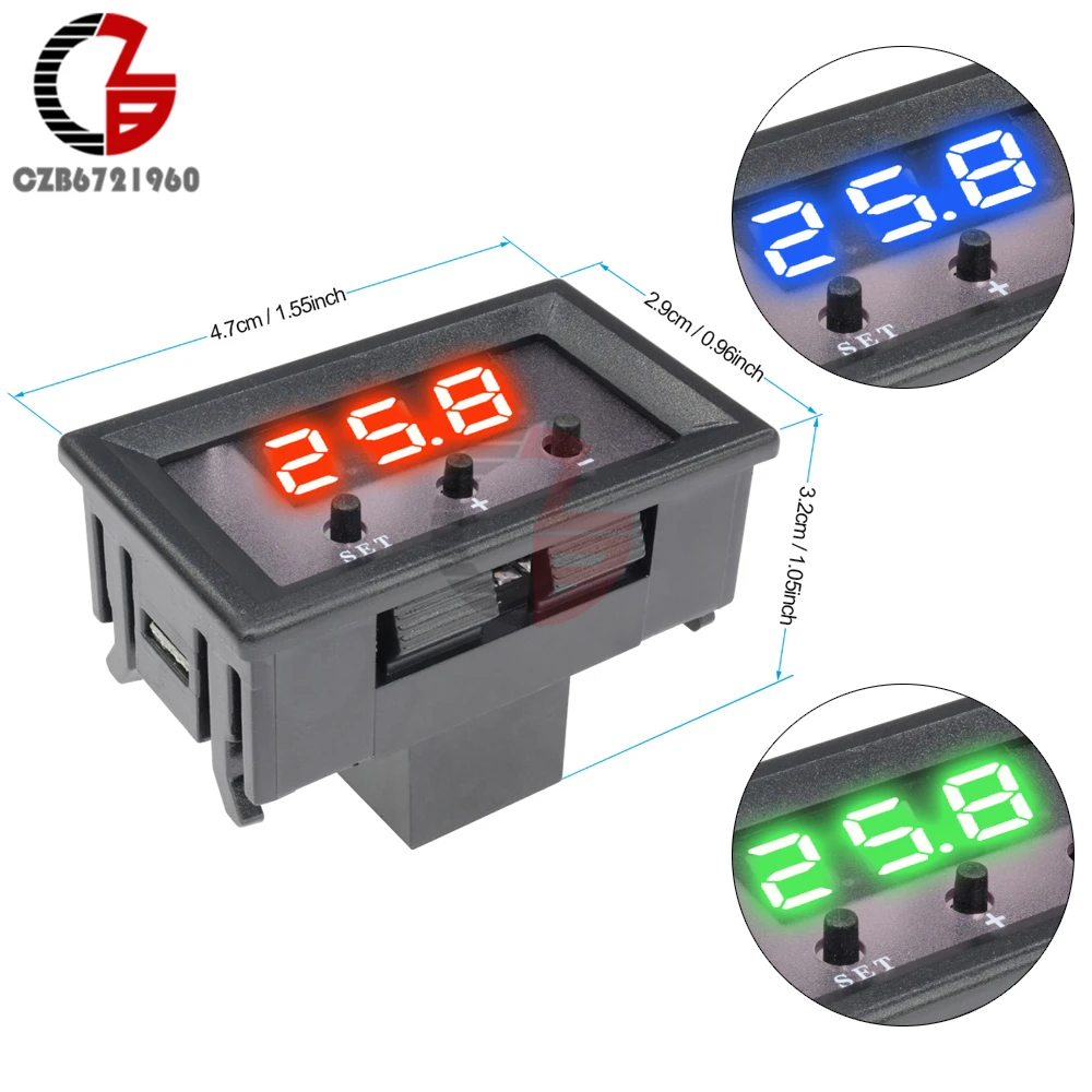 W1209 LED Digital Thermostat Temperature Controller Regulator Car incubator Aquarium Thermometer Heating Cooling Control Sensor
W1209 LED Digital Thermostat Temperature Controller Regulator Car incubator Aquarium Thermometer Heating Cooling Control Sensor