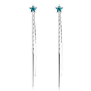 New Arrival Small Fresh Fashion 925 Sterling Silver Jewelry Female Asymmetric Long Tassel Blue Star Dangle Earrings SE453
New Arrival Small Fresh Fashion 925 Sterling Silver Jewelry Female Asymmetric Long Tassel Blue Star Dangle Earrings SE453